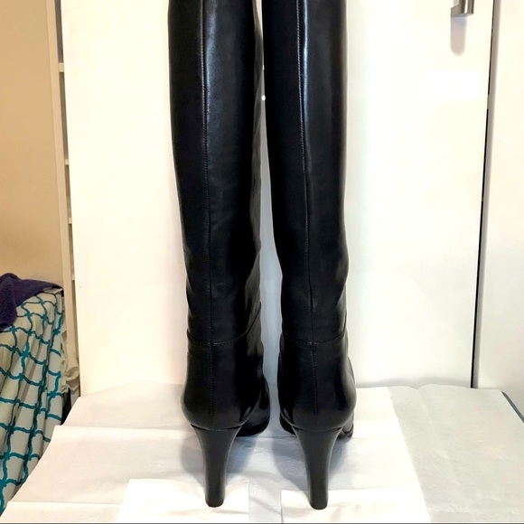 VERONIQUE BRANQUINHO~OTK BLACK LEATHER Over the Knee BOOT Sz 7/37.5~Made i ITALY - Picture 5 of 11
